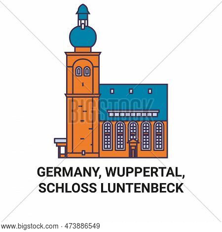 Germany, Wuppertal, Schloss Luntenbeck Travel Landmark Vector Illustration