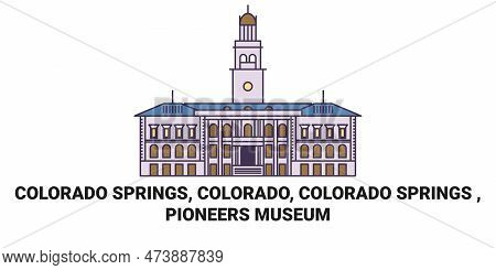 United States, Colorado Springs, Colorado, Colorado Springs , Pioneers Museum Travel Landmark Vector