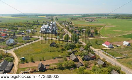 Belarusian Urban Village - Radun With The Catholic Church. The Series Of Videos From The Drone.