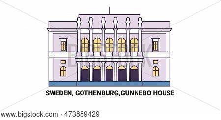 Sweden, Gothenburg, Gunnebo House, Travel Landmark Vector Illustration