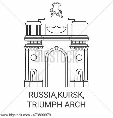 Russia, Kursk, Triumph Arch Travel Landmark Vector Illustration