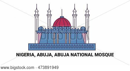 Nigeria, Abuja, Abuja National Mosque, Travel Landmark Vector Illustration