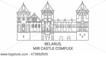 Belarus, Mir Castle Complex Travel Landmark Vector Illustration