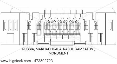 Russia, Makhachkala, Rasul Gamzatov , Monument Travel Landmark Vector Illustration