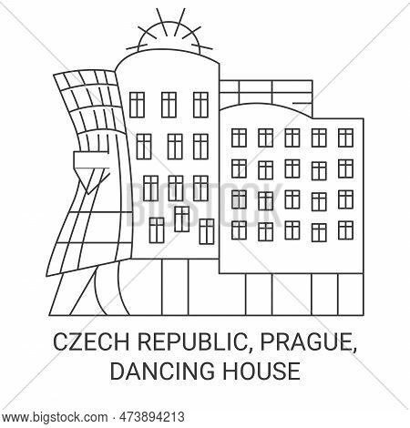 Czech Republic, Prague, Dancing House Travel Landmark Vector Illustration