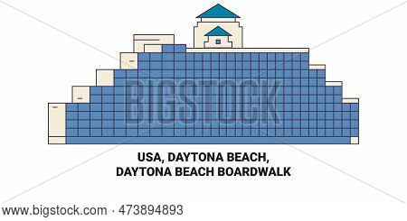 Usa, Daytona Beach, Daytona Beach Boardwalk Travel Landmark Vector Illustration