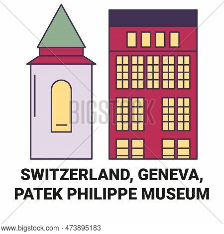 Switzerland, Geneva, Patek Philippe Museum Travel Landmark Vector Illustration