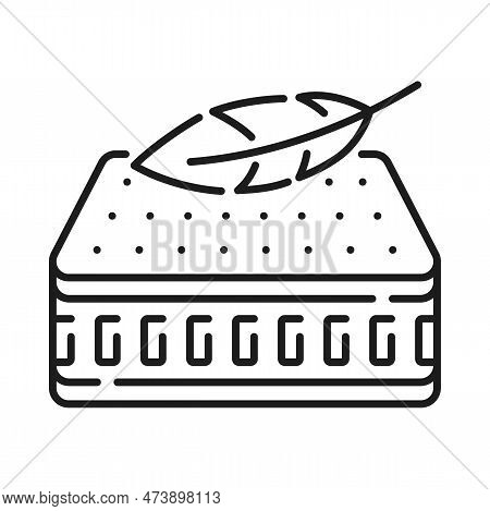 Mattress With Down And Feather, Logo Design Outline Icon. Vector Furniture And Bedding, Lightweight 