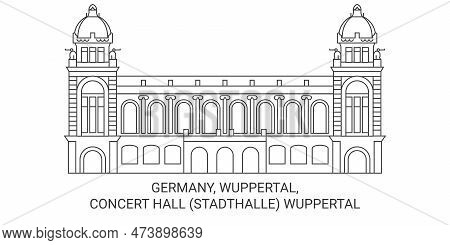 Germany, Wuppertal, Concert Hall Stadthalle Wuppertal Travel Landmark Vector Illustration