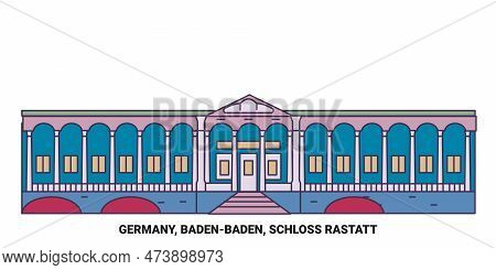 Germany, Badenbaden, Schloss Rastatt Travel Landmark Vector Illustration