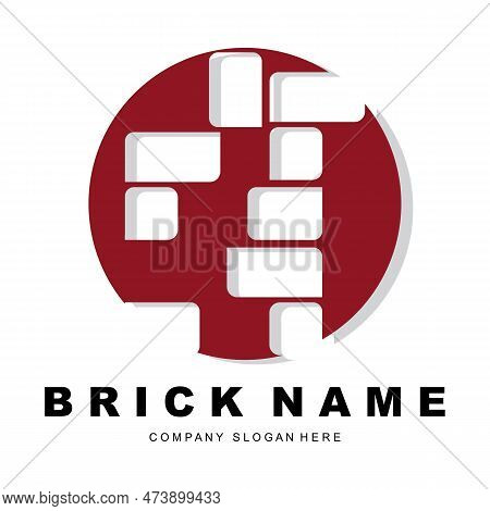Bricks Logo Design, Material Stone Illustration Vector, Building Construction Icon