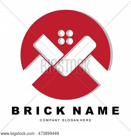 Bricks Logo Design, Material Stone Illustration Vector, Building Construction Icon