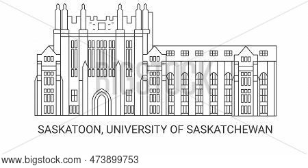 Canada, Saskatoon, University Of Saskatchewan, Travel Landmark Vector Illustration