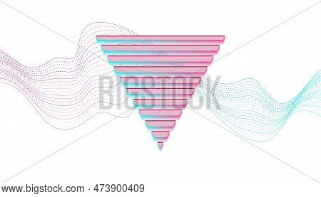 Abstract Retro Background With Dotted Lines Waves And Triangle
