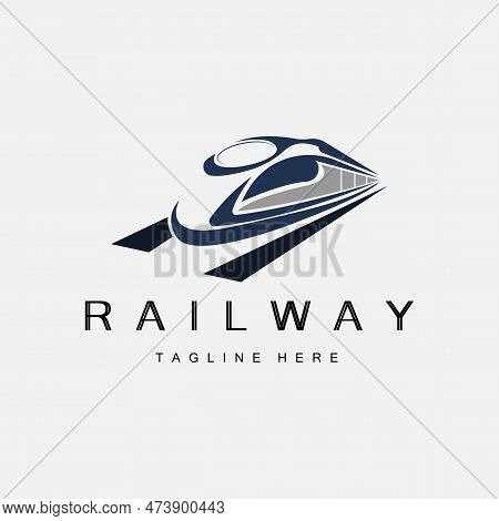 Train Logo Design. Fast Train Track Vector, Fast Transport Vehicle Illustration