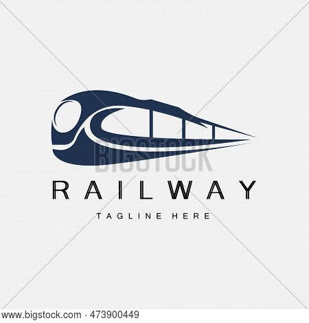 Train Logo Design. Fast Train Track Vector, Fast Transport Vehicle Illustration