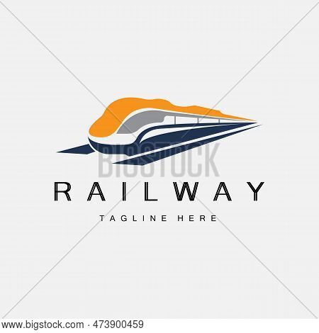 Train Logo Design. Fast Train Track Vector, Fast Transport Vehicle Illustration