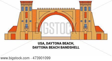 Usa, Daytona Beach, Daytona Beach Bandshell Travel Landmark Vector Illustration
