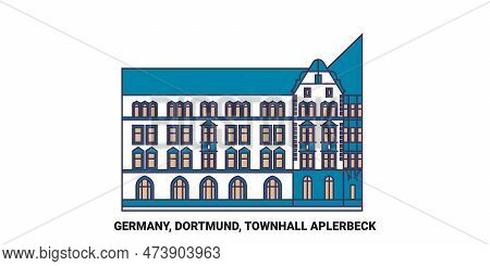 Germany, Dortmund, Townhall Aplerbeck Travel Landmark Vector Illustration