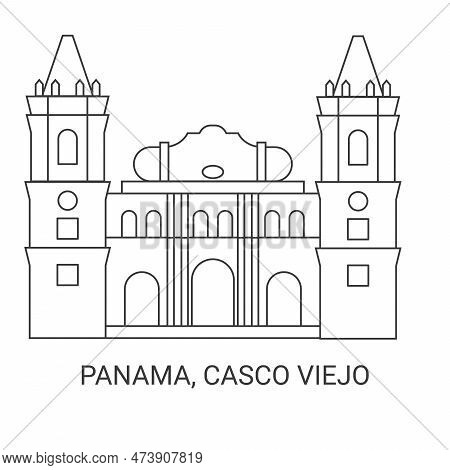 Panama, Casco Viejo, Travel Landmark Vector Illustration