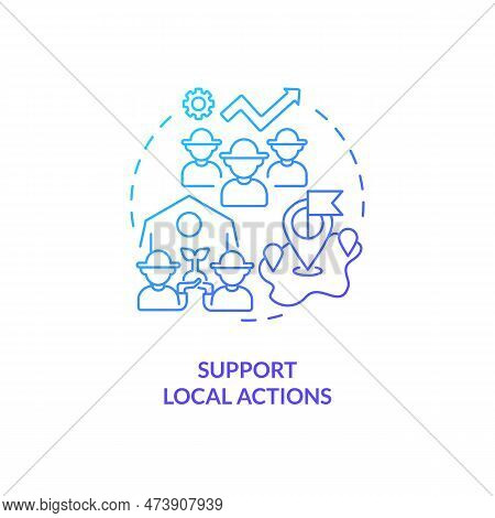 Support Local Actions Blue Gradient Concept Icon. Farming Business. Rural Development Program Abstra