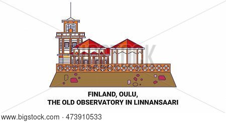Finland, Oulu, The Old Observatory In Linnansaari Travel Landmark Vector Illustration