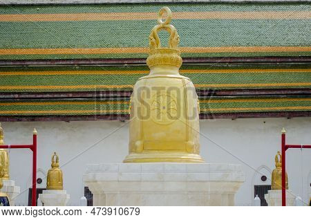 Golden Bell At Wat Rakhang Kositaram Woramahawihan, An Important Tourist Attraction Of Thailand. Pop
