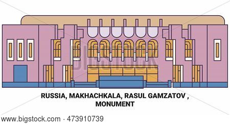 Russia, Makhachkala, Rasul Gamzatov , Monument Travel Landmark Vector Illustration