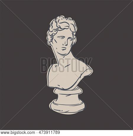 Hand Drawn Vector Abstract Outline, Graphic, Line Art Greek Ancient Sculpture Statue Line Art Modern