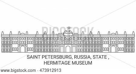 Russia, Saint Petersburg, State , Hermitage Museum Travel Landmark Vector Illustration