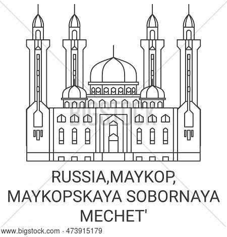 Russia, Maykop, Maykopskaya Sobornaya Mechet Travel Landmark Vector Illustration