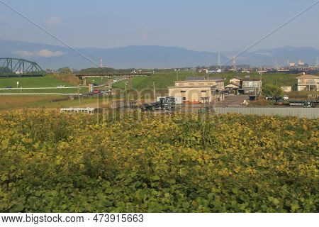 30 Oct 2013 The Landscape Of Countryside, Japan. View At Train