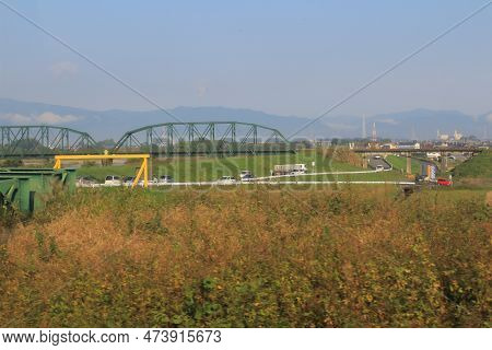 30 Oct 2013 The Landscape Of Countryside, Japan. View At Train