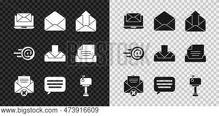 Set Laptop With Envelope, Envelope, Outgoing Mail, Delete, Speech Bubble Chat, Mail Box, And E-mail 