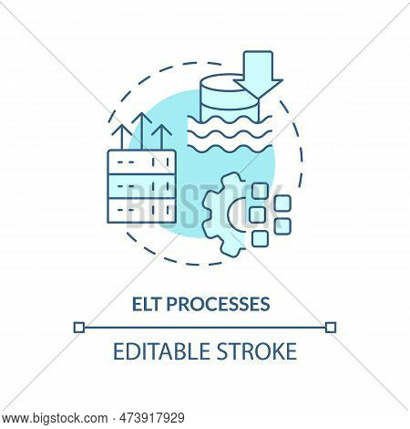 Elt Processes Turquoise Concept Icon. Extract, Load And Transform. Architecture Abstract Idea Thin L