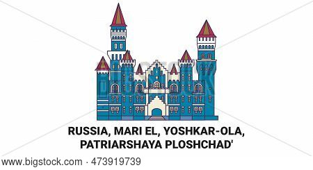 Russia, Mari El, Yoshkarola, Patriarshaya Ploshchad Travel Landmark Vector Illustration