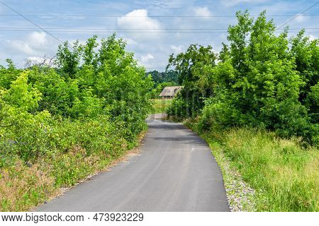 Beautiful Empty Asphalt Road In Countryside On Colored Background