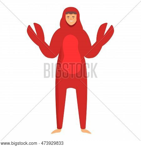 Kigurumi Red Crab Icon Cartoon Vector. Costume Dress. Friend Pajama