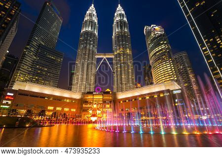 Kuala Lumpur, Malaysia - 03 February, 2020: The Petronas Towers, Also Known As The Petronas Twin Tow