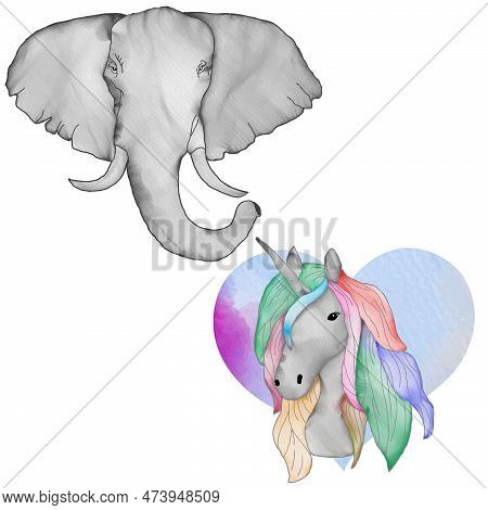 Jungle Animal Elephant, Unicorn, Wildlife, Clipart, Animal Clipart