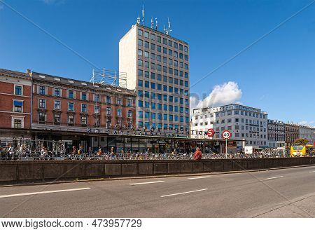 Copenhagen, Denmark - September 13, 2010: Cityscape With Highrise Office Buildings At Norreport Publ