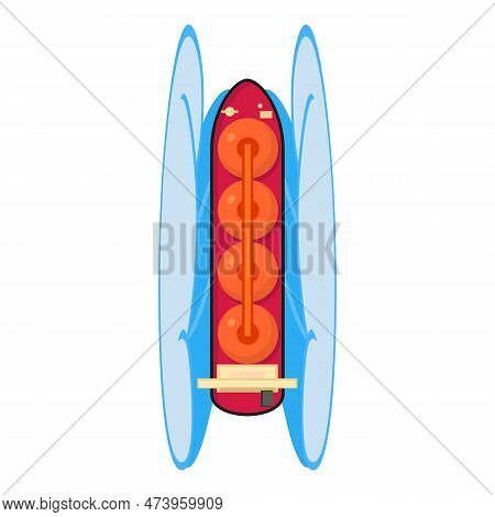 Gas Tanker Icon Isometric Vector. Large Merchant Cargo Ship And Ocean Wave Icon. Cargo Vessel, Water
