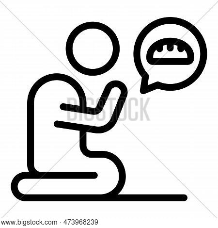 Man Search Food Icon Outline Vector. Child Hungry. Poverty Famine