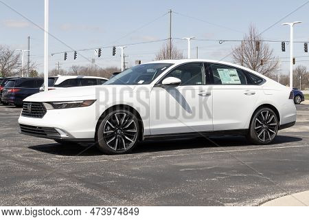 Avon - Circa April 2023: Honda Accord Hybrid Display At A Dealership. The Honda Accord Is One Of The