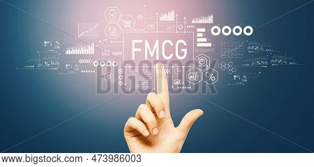 Fmcg - Fast Moving Consumer Goods Theme With Hand Pressing A Button On A Technology Screen