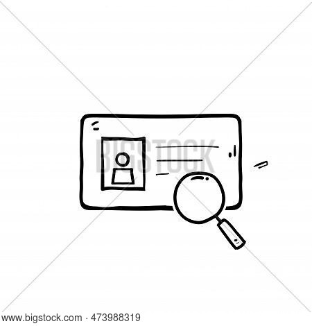 Hand Drawn Doodle Identification Card Scan Icon Illustration Vector Isolated