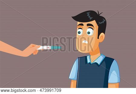 Surprise Boyfriend Finding Out He Is A Father Vector Cartoon Illustration