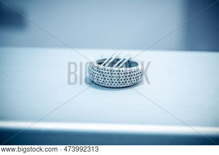 Object Printed From Metal Powder On Metal 3d Printer.object Printed In Laser Sintering Machine. Mode
