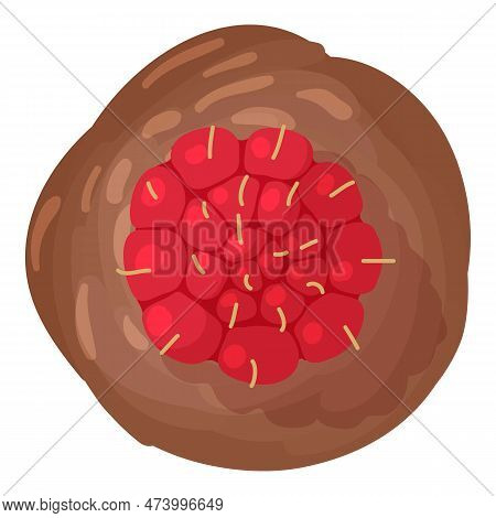 Raspberry Muffin Icon Isometric Vector. Chocolate Muffin With Fresh Raspberry. Dessert, Food Concept