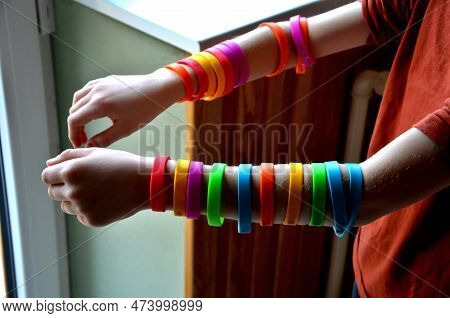 Silicone Bracelet, Internal Embossing, Text Printing. Ideal, Interesting Advertising Item For Presen